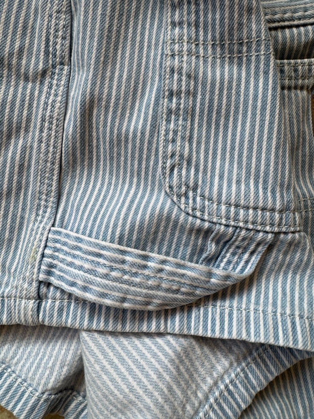 Wrangler Women’s Blue & White Striped Hick Horay Denim Carpenter Shorts Size 26 - Picture 11 of 11